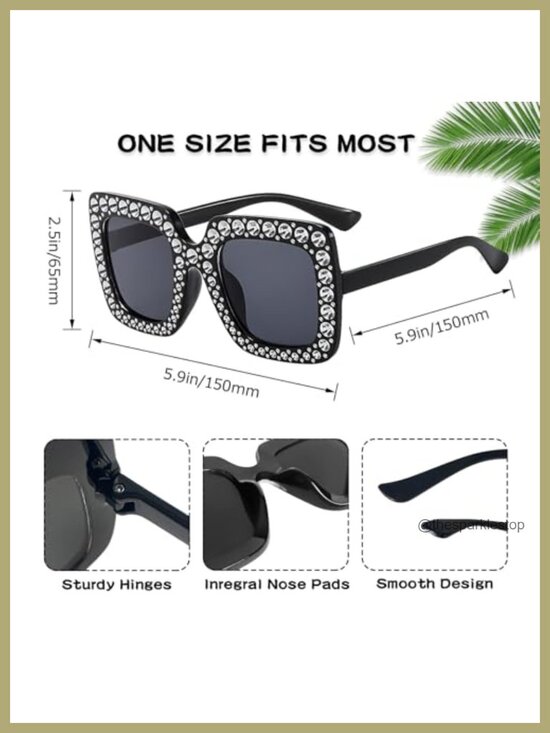 20 Pack Crystal Oversized Square Sunglasses Retro Disco Glitter Party Favors main image 4